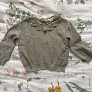Quincy Mae Sage Green Ruffled Sweater